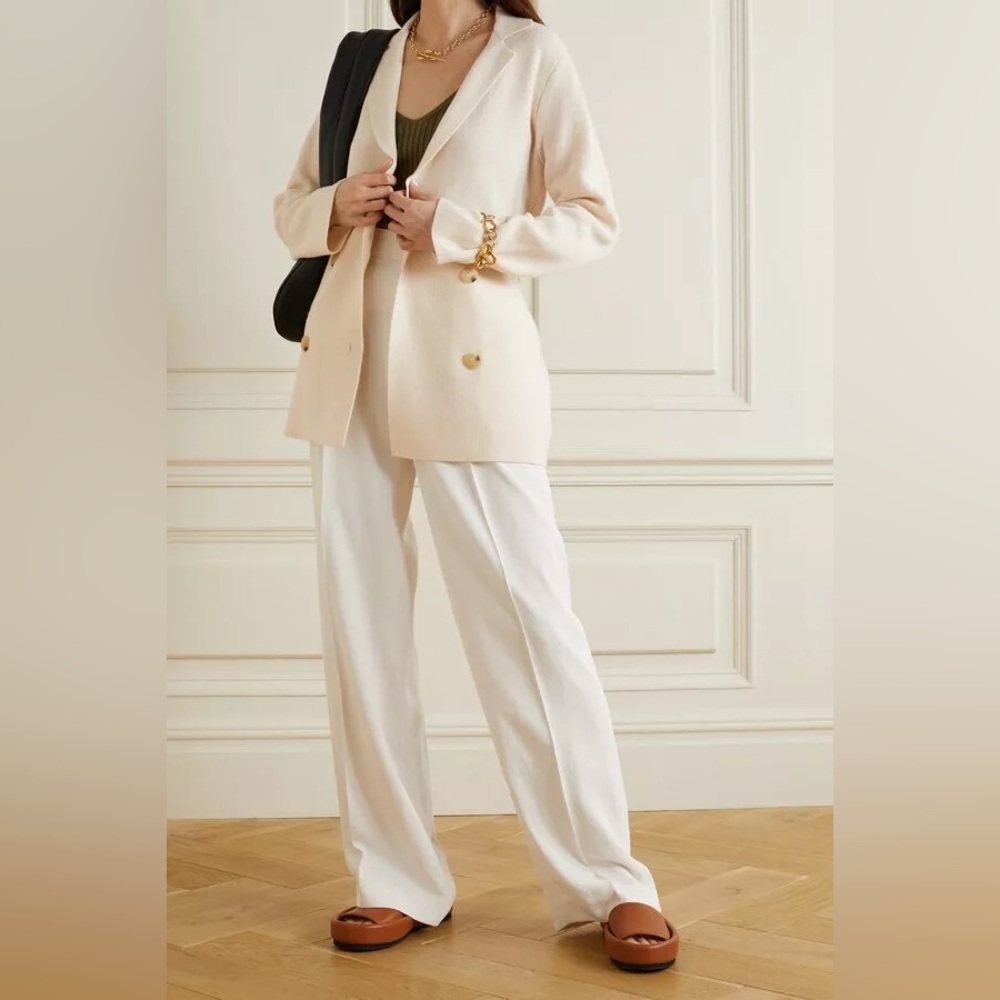 NWT $595 Vince Wool Cashmere Belted Sweater Coat Ivory - Picture 3 of 5